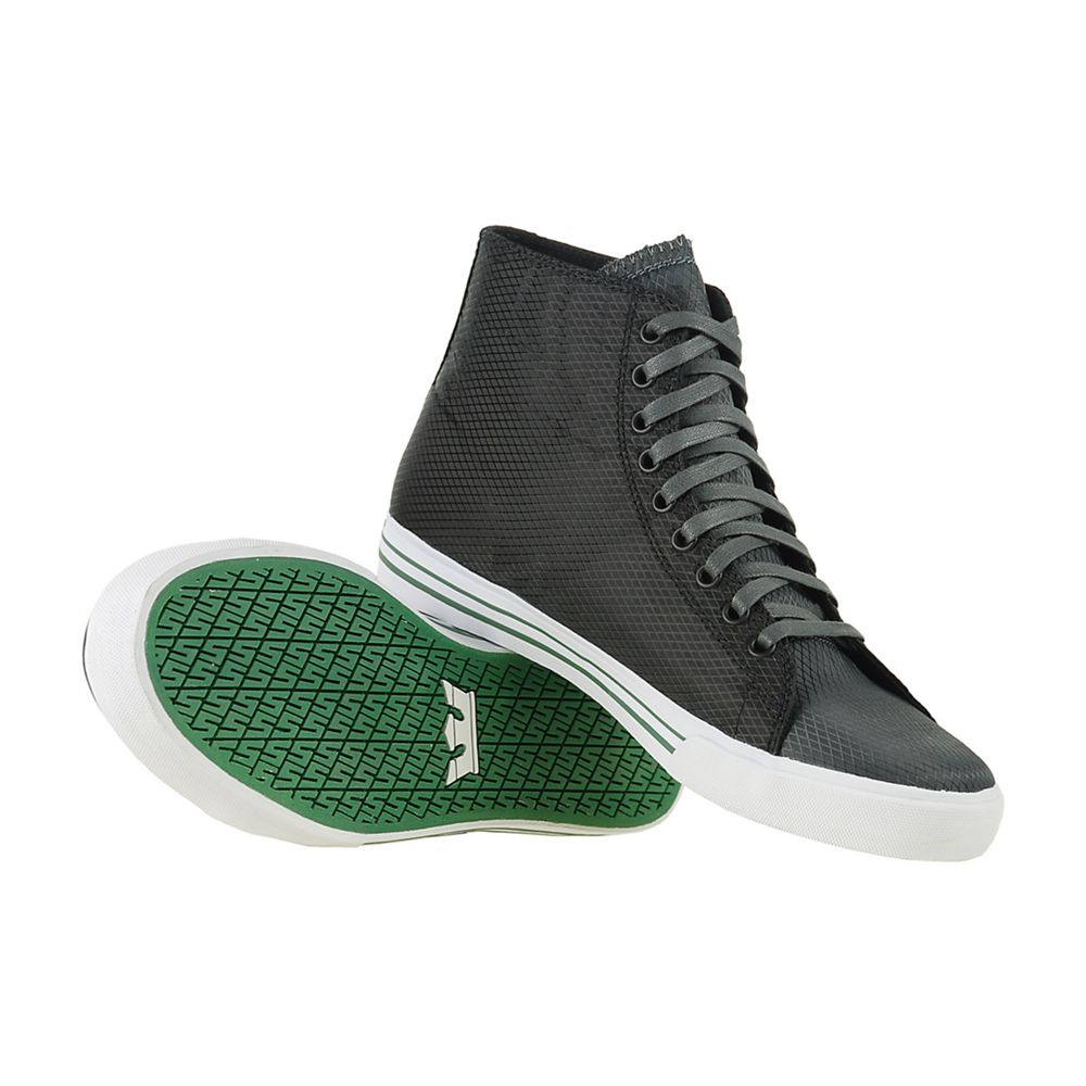 Baskets Montantes Supra Thunder High Noir Black/Green Nylon Homme | VQO-07788398